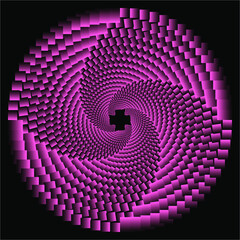 Vector abstract circle of squares. Pink abstract circle on a black background. Identity element  for logo and web design