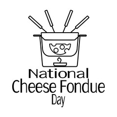 National Cheese Fondue Day, Schematic contour image of utensils for making fondue, for a poster or a postcard