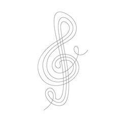 One line drawing of treble clef