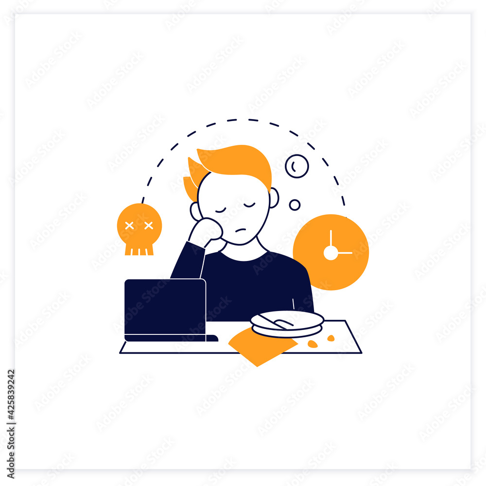 Aufkleber laziness flat icon.postpone unpleasant tasks for later.delay. lazy person. procrastination concept. 