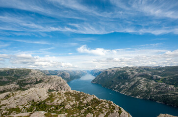 Fototapeta na wymiar View from the Preikestolen in Norway