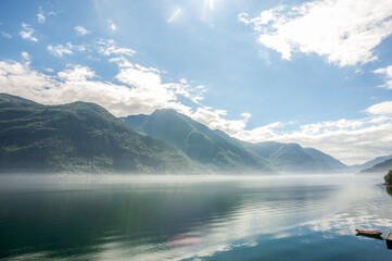 Fog over the Ovre Tysdalsvatnet in Norway