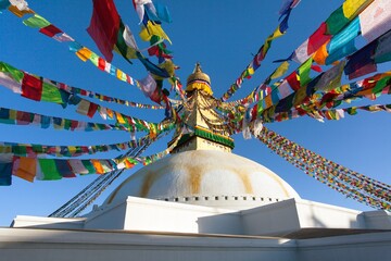 Boudha bodhnath Boudhanath stupa prayer flags Kathmandu