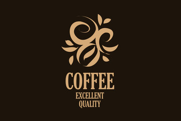 Vector logo with coffee beans drawn on a dark background