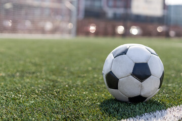 Fototapeta na wymiar soccer on grass and stadium. ball in the stadium.