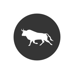 Strong white bull design icon template logo vector