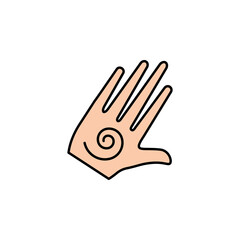 hand with spiral symbol outline icon. Signs and symbols can be used for web, logo, mobile app, UI, UX