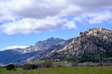 Landscape of the sierra de guadarrama and in the background the mountain known as the Maliciosa.