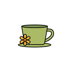 cup with flower outline icon. Signs and symbols can be used for web, logo, mobile app, UI, UX