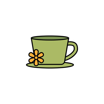 cup with flower outline icon. Signs and symbols can be used for web, logo, mobile app, UI, UX
