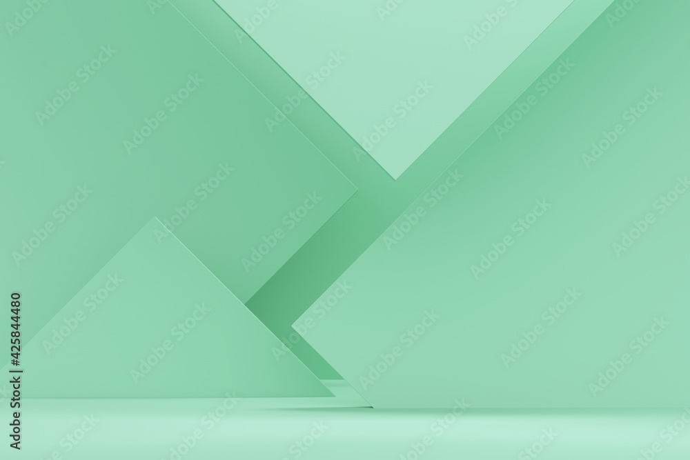 Poster mint abstract sharp corners background. backdrop design for product promotion. 3d rendering