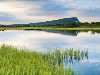 Lake in front of mountains