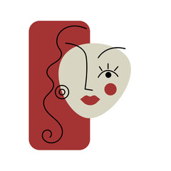 illustration with abstract female cartoon face