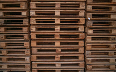 Stacks of wooden shipping cargo pallet stack 