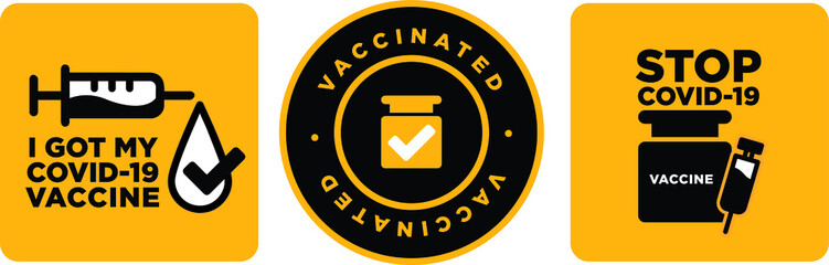 covid-19 vaccinated guarantee icon signage	
