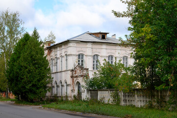 Fototapeta na wymiar Former house of care for poor children (Mazurinsky orphanage), Rzhev, Tver region, Russian Federation, September 20, 2020