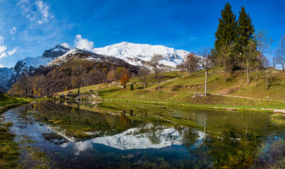 Fototapeta na wymiar Alpine landscape in Valsassina in spring