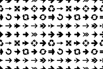 Seamless pattern with Arrows. Simple arrow big set. Flat Style