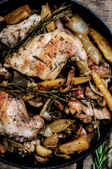 Rabbit stew with mushrooms.style rustic