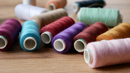 Sewing threads in different colors.