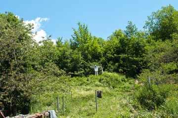 Un epouvantail pour effrayer les oiseaux dans un potager du sud de la France en Provence