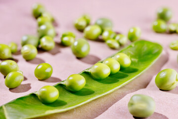 Green peas with pod studio shot