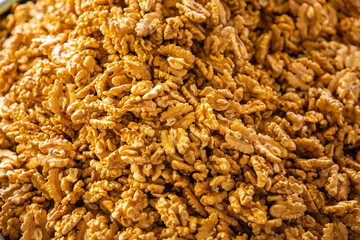 Dry nuts in turkish market in Antalya, Turkey. Nutrition And Vitamins. Healthy Raw Food. Food background