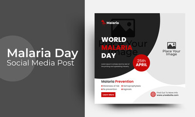 World malaria day template for social media design 