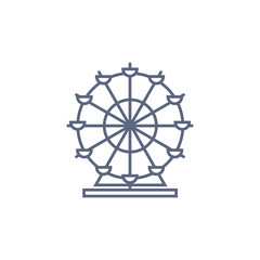 Ferris wheel line icon - carousel simple linear pictogram on white background. Vector illustration.