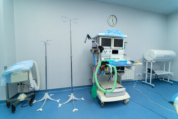 Medical modern equipment working on quarantine. Surgery clinical help in sterile ward.
