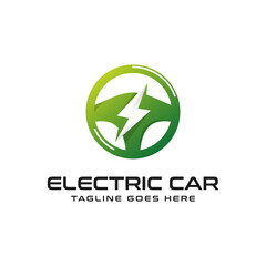 Steering Electric Car Logo, Eco Vehicles Symbol