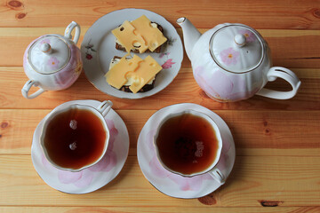  modest breakfast with tea for two