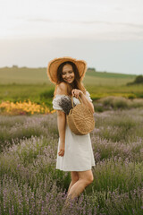 Girl posing in a lavender field