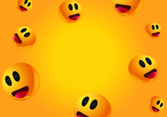 Group of emoji characters. Funny 3d smiles. Emoticons, emoji, vector illustration.