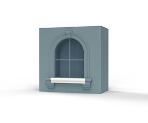 3D illustration, icon, classic architecture cornice molding window, isolated on white background © web_eliseeva