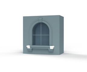 3D illustration, icon, classic architecture end element window, isolated on white background