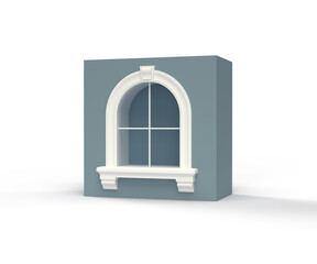 3D illustration, icon, classic architecture facade element window, isolated on white background © web_eliseeva