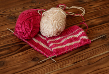 Knitting yarn and knitting needles, hobby for any age