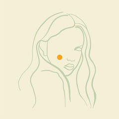 abstract face one line drawing. Beauty Woman Portrait minimalistic style