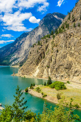 Naklejka na ściany i meble Majestic mountain lake in Canada. Seton Lake in British Columbia, Canada.