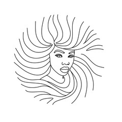 abstract face one line drawing. Beauty Woman Portrait minimalistic style