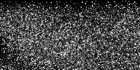 Silver shine of confetti on a black background.  Illustration of a drop of shiny particles. Decorative element. Element of design. Vector illustration, EPS 10.