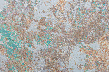 abstract background of an old painted rusty metal surface close up