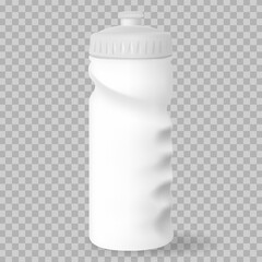 Water Bottle white, Silver and Black Empty Glossy Metal Reusable Water Bottle. Illustration of container water for sport bike and fitness. Vector realistic 3d.