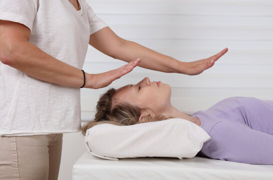 Reiki Healing Treatment . Energy Therapy, Alternative Medicine Concept.