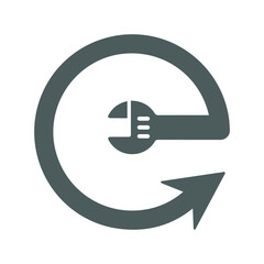 Repeat service, rotation, arrow icon. Gray vector graphics.