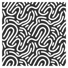Fototapeta na wymiar Seamless pattern of an endless waves drawn in ink lines forming abstract faces.