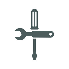 Screw driver, wrench, tools icon. Gray vector graphics.