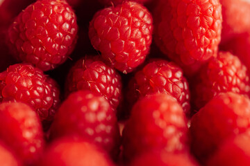 raspberries on a white background