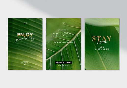 Text on Green Leaf Textured Background